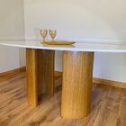 Mesa De Jantar Duo Modelar Oval 180x100cm Madeira E Laca