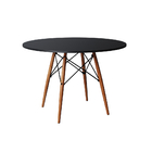 Mesa De Jantar Eames Eiffel 110cm Preta Base Madeira Maciça