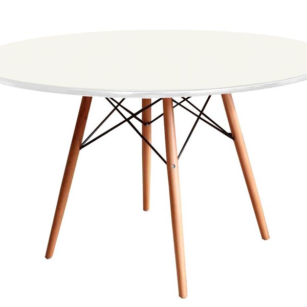 Mesa De Jantar Eames Torre Eiffel Madeira Com Tampo Coverglas