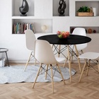 Mesa De Jantar Eiffel Redondo Tampo De Madeira 110 Preto