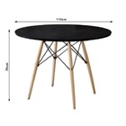 Mesa De Jantar Eiffel Redondo Tampo De Madeira 110 Preto