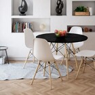 Mesa De Jantar Eiffel Redondo Tampo De Madeira 110 Preto