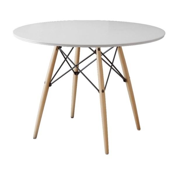 Mesa De Jantar Eiffel Redondo Tampo De Madeira 110cm Branco