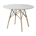 Mesa De Jantar Eiffel Redondo Tampo De Madeira 110cm Branco