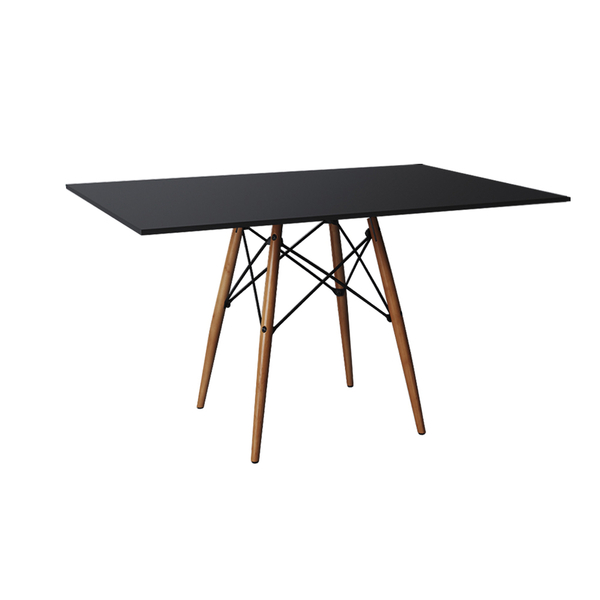 Mesa De Jantar Eiffel Retangular 120 Cm Tampo De Madeira Preta