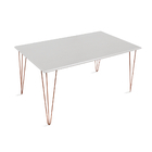 Mesa De Jantar Elen 140x80cm Tampo Branco Com Base Cobre
