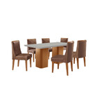 Mesa De Jantar Eloise 180cm Tampo Mdf Com Vidro Com 6 Cadeira