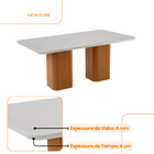 Mesa De Jantar Eloise 180cm Tampo Mdf E Vidro Canto Copo Mode