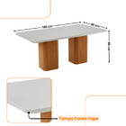 Mesa De Jantar Eloise 180cm Tampo Mdf E Vidro Canto Copo Mode