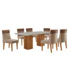 Mesa De Jantar Eloise 180cm Tampo Mdf Vidro Com 6 Cadeiras An