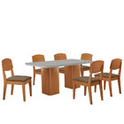 Mesa De Jantar Eloise 180cm Tampo Mdf Vidro Com 6 Cadeiras Co