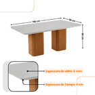 Mesa De Jantar Eloise 180cm Tampo Mdf Vidro Com 6 Cadeiras El