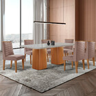 Mesa De Jantar Eloise 180cm Tampo Mdf Vidro Com 6 Cadeiras Sa