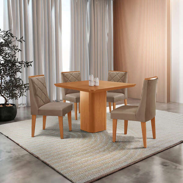 Mesa De Jantar Eloise 90cm Tampo Canto Copo Mdf Laminado Com