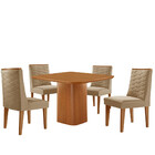 Mesa De Jantar Eloise 90cm Tampo Mdf Laminado Com 4 Cadeiras