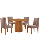 Mesa De Jantar Eloise 90cm Tampo Mdf Laminado Com 4 Cadeiras