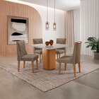 Mesa De Jantar Eloise 90cm Tampo Mdf Vidro Canto Copo Com 4 C