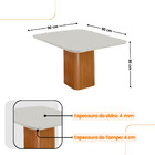 Mesa De Jantar Eloise 90cm Tampo Mdf Vidro Canto Copo Com 4 C