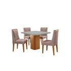 Mesa De Jantar Eloise 90cm Tampo Mdf Vidro Canto Copo Com 4 C