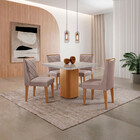 Mesa De Jantar Eloise 90cm Tampo Mdf Vidro Canto Copo Com 4 C