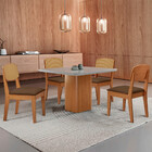 Mesa De Jantar Eloise 90cm Tampo Mdf Vidro Com 4 Cadeiras Cop