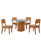 Mesa De Jantar Eloise 90cm Tampo Mdf Vidro Com 4 Cadeiras Cop