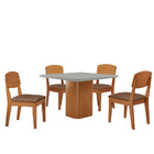 Mesa De Jantar Eloise 90cm Tampo Mdf Vidro Com 4 Cadeiras Cop