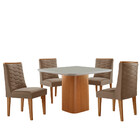 Mesa De Jantar Eloise 90cm Tampo Mdf Vidro Com 4 Cadeiras Saf