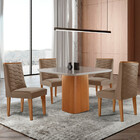 Mesa De Jantar Eloise 90cm Tampo Mdf Vidro Com 4 Cadeiras Saf