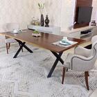 Mesa De Jantar Em Madeira Nobre Base De Ferro 1,60 M X 80 Cm