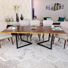 Mesa De Jantar Em Madeira Nobre Base De Ferro 2,60 M X 100cm