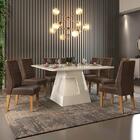 Mesa De Jantar Escala 136x136 Creme Com 8 Cadeiras Curvata -