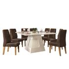 Mesa De Jantar Escala 136x136 Creme Com 8 Cadeiras Curvata -