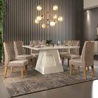Mesa De Jantar Escala 136x136 Creme Com 8 Cadeiras Curvata -