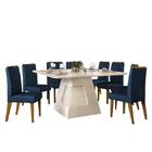 Mesa De Jantar Escala 136x136 Creme Com 8 Cadeiras Lara - Pr