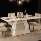 Mesa De Jantar Escala Com Tampo Chanfrado 180x90 Creme Tana D