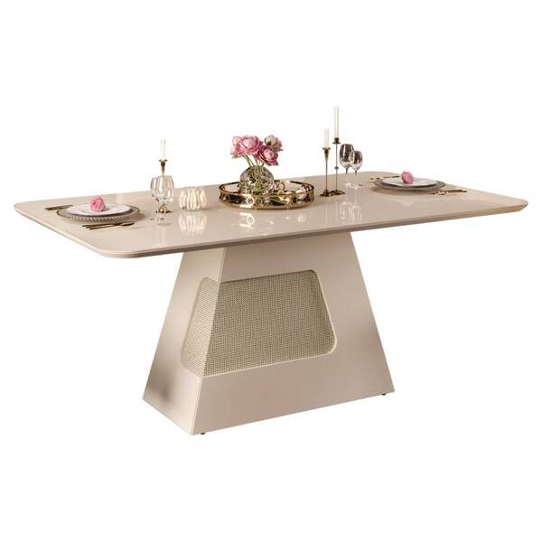 Mesa De Jantar Escala Com Tampo Chanfrado 180x90 Creme Tana D