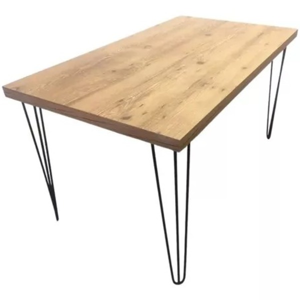 Mesa de Jantar Estilo Industrial Rústica Hairpin Legs 120x90 cm