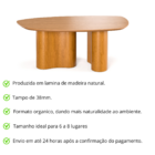 Mesa De Jantar Estilo Orgânico Laminado Cinamomo Ideal Para 6