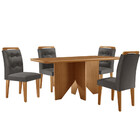 Mesa De Jantar Evora 120cm Mdf Canto Copo E 4 Cadeiras Carol