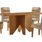 Mesa De Jantar Evora 120cm Mdf Canto Copo E 4 Cadeiras Carol