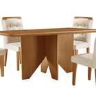 Mesa De Jantar Evora 120cm Mdf Canto Copo E 4 Cadeiras Carol