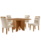 Mesa De Jantar Evora 90cm Mdf Canto Copo E 4 Cadeiras Carol