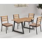 Mesa De Jantar Ferro E Madeira Pintura Eletrostática 120x90 T