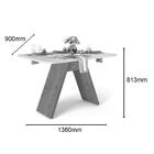 Mesa De Jantar Fit Tampo Chanfrado Curvo Mdf Vidro Dj Móveis