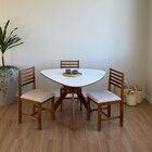 Mesa De Jantar Gabi Em Madeira Maciça E Tampo Em Formato Orgâ