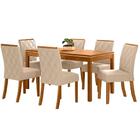 Mesa De Jantar Gana Com 6 Cadeiras Vitória H02 Nat/off/linho