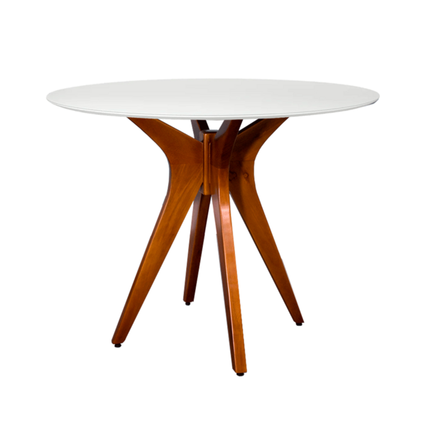 Mesa De Jantar Gataíba Com Base Carvalho E Tampo Coverglass -