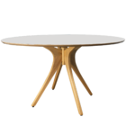 Mesa De Jantar Gataíba Com Base Natural E Tampo De Madeira -