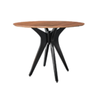 Mesa De Jantar Gataíba Com Base Preta E Tampo De Madeira - Vá